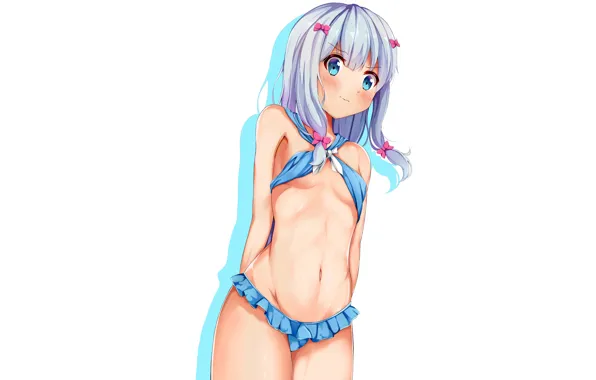 Girl, sexy, cleavage, long hair, boobs, anime, blue eyes, beautiful