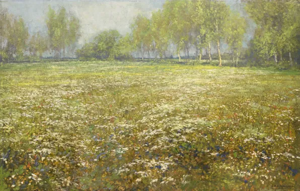Масло, картина, холст, 1912, Egbert Schaap, Эгберт Схап, Цветущий луг