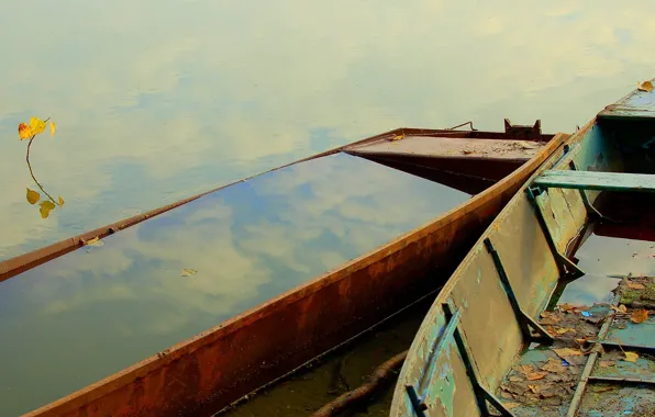 Картинка вода, отражение, лодка