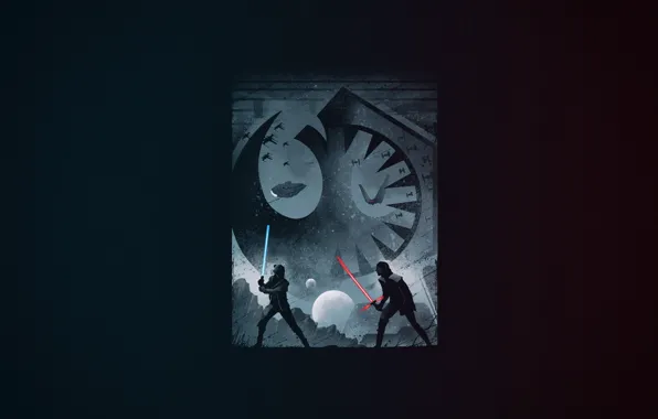 Минимализм, Star Wars, Фон, Арт, Art, Kylo Ren, Rey, by Vincenttrinidad