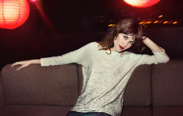 Взгляд, девушка, поза, макияж, свитер, Alexa Chung
