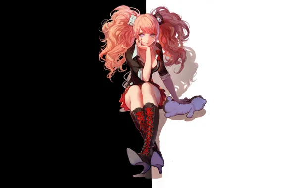 Girl, sexy, cleavage, red hair, long hair, legs, boobs, anime