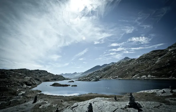 Пейзаж, горы, озеро