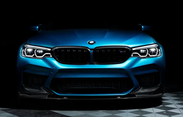 Картинка BMW, Blue, Front, Face, Sight, F90, Adaptive LED