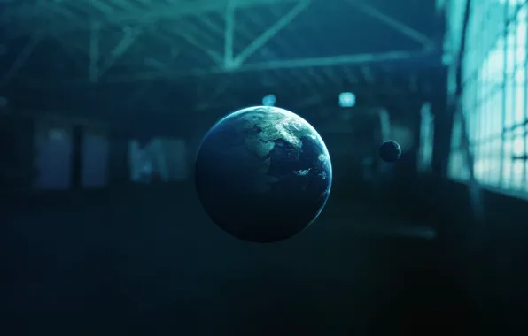Луна, Планета, Космос, Земля, Moon, Арт, Space, Art