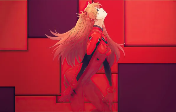 Взгляд, аниме, красотка, Neon Genesis Evangelion, girls, anime, Asuka Langley, anime girls