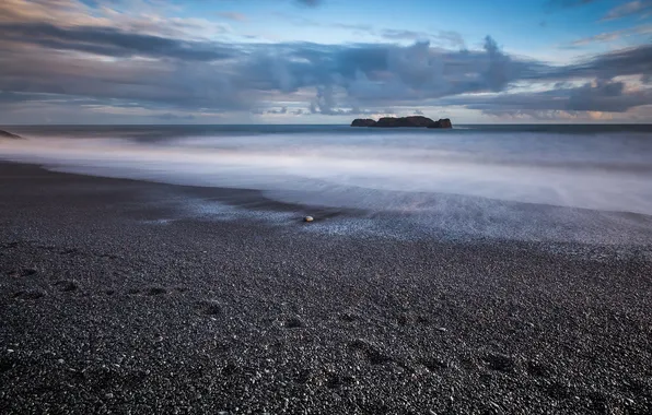 Море, камни, скалы, рассвет, побережье, Исландия