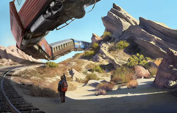 Картинка вагон, boy, train, railroad