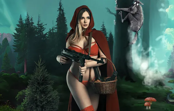 Картинка sexy, little red riding hood, wolf, automaton