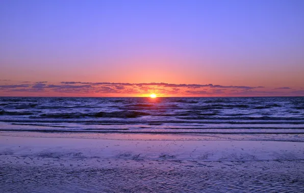 Картинка waves, beach, seascape, clouds, morning, sunrise, dawn, seaside