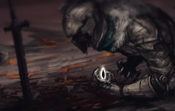 Рыцарь, Art, Knight, Dark Souls II, Humanity