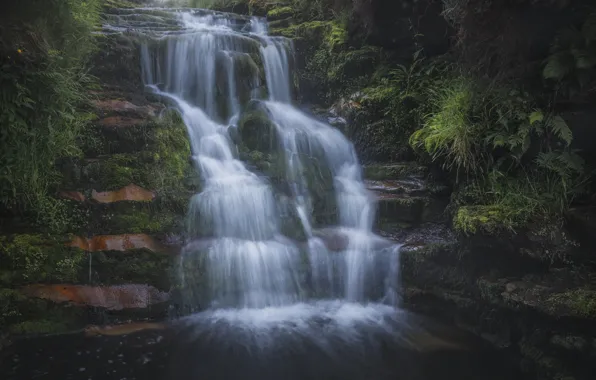 Скалы, водопад, поток