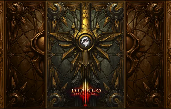 Кристалл, оружие, надпись, игра, меч, арт, Diablo 3