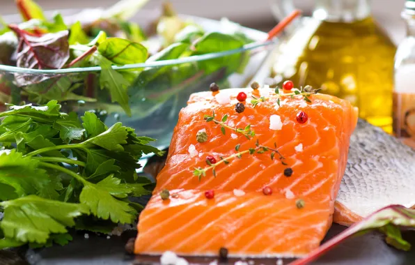 Зелень, масло, рыба, fish, специи, spices