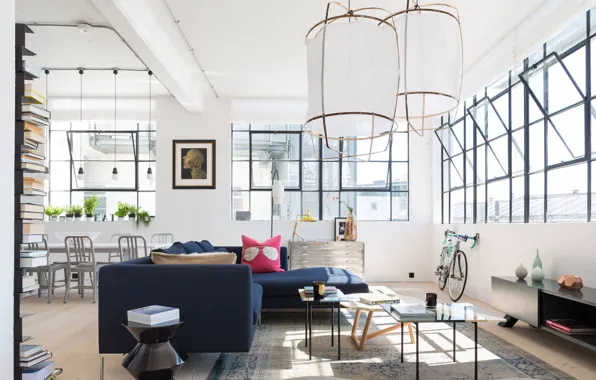 Картинка интерьер, гостиная, столовая, London Loft