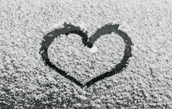 Зима, снег, любовь, сердце, love, heart, winter, snow