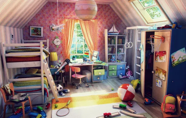 Картинка детство, комната, игрушки