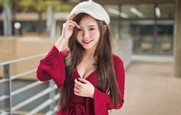Девушка, улыбка, азиатка, милашка, боке