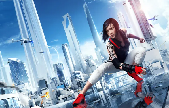 Игра, girl, game, Mirror's Edge, action, adventure, Catalyst, Mirror's Edge Catalyst