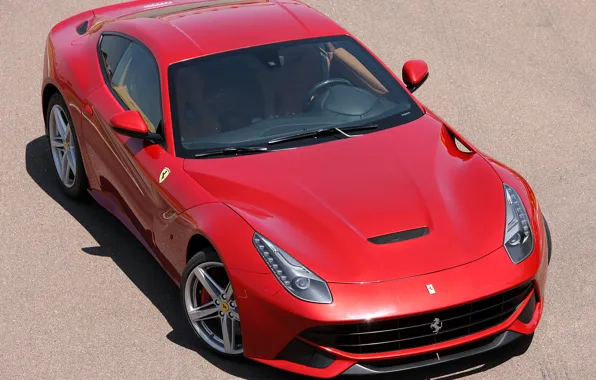 Картинка феррари, ф12, ferrari f12, красная, berlinetta, пески