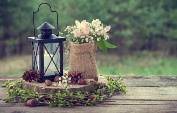 Abstract, flowers, soft, lantern
