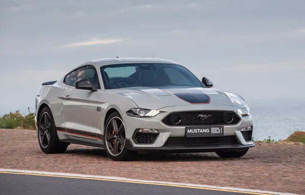 Mustang, white, ford, mach 1, 2021