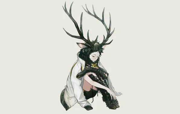 Существо, фэнтези, рога, парень, Волейбол, Haikyuu, Акааши Кейджи