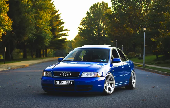 Картинка Audi, ауди, тюнинг, синяя, blue, stance