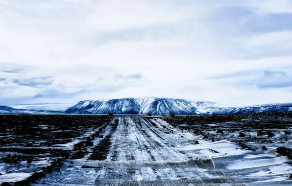 Картинка дорога, поле, гора