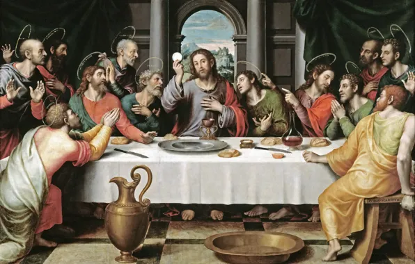 Картинка картина, религия, мифология, Тайная Вечеря, Хуан де Хуанес