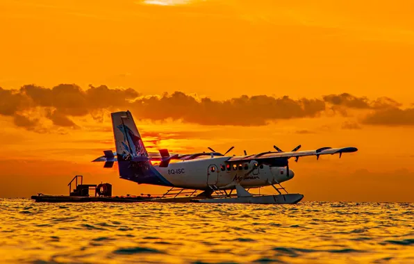 Авиация, закат, обои, самолёт, картинка, sunset, plane, гидроплан