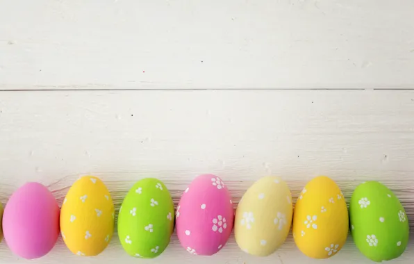 Colorful, Пасха, happy, wood, spring, Easter, eggs, holiday