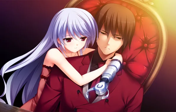 Девушка, аниме, парень, киборг, Grisaia no Kajitsu