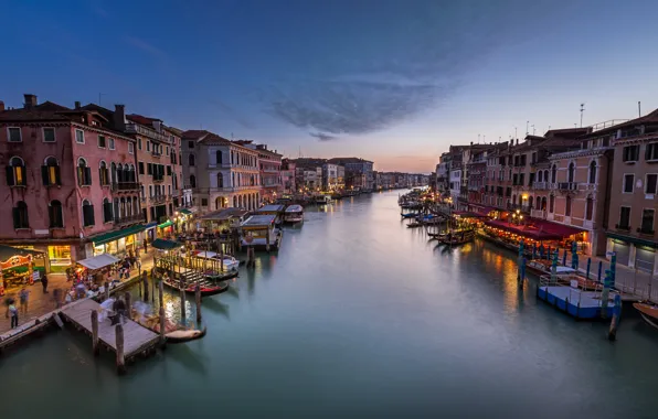 Италия, Венеция, канал, Italy, sunset, Venice, Panorama, channel