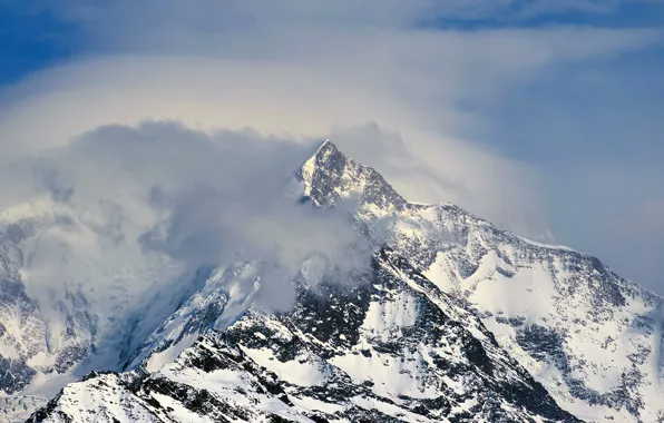 Картинка облака, снег, горы, Франция, France, snow, Mountains, Peaks Mist Megeve