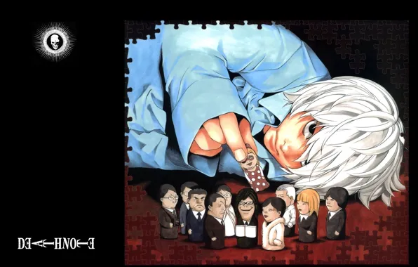 Куклы, мальчик, death note, тетрадь смерти, белые волосы, персонажи, паззлы, near