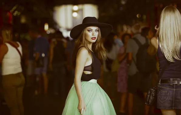 Картинка девушка, юбка, шляпа