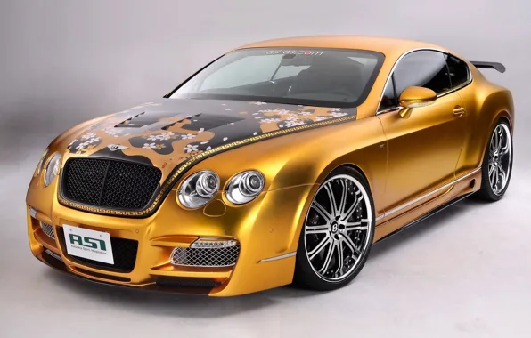 Картинка тюнинг, Bentley, Continental, золотой