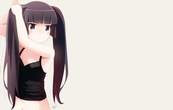 Взгляд, фон, девочка, хвостики, Oreimo
