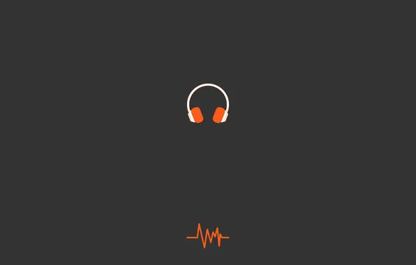 Музыка, минимализм, music, наушники, minimalism, headphones, тёмный фон, dark background