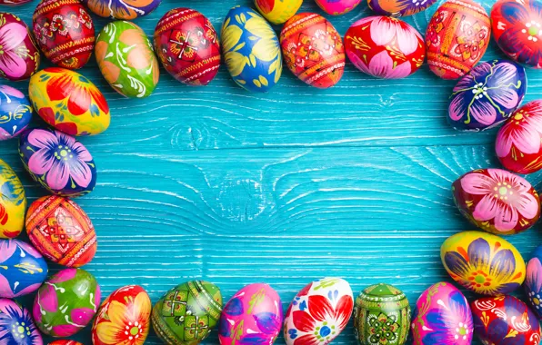 Картинка весна, colorful, Пасха, wood, spring, Easter, eggs, decoration