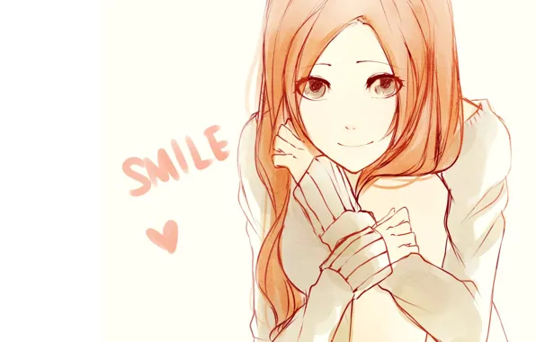 Девушка, улыбка, рыжие волосы, Bleach, Inoue Orihime
