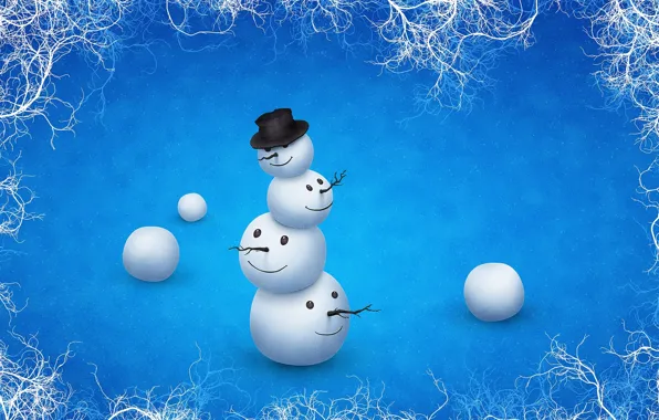 Картинка зима, шляпа, снеговик, головы, прикол, неправильный