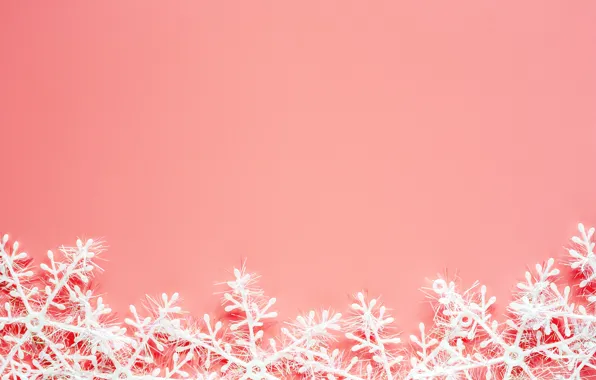 Зима, снежинки, фон, розовый, Christmas, pink, winter, background