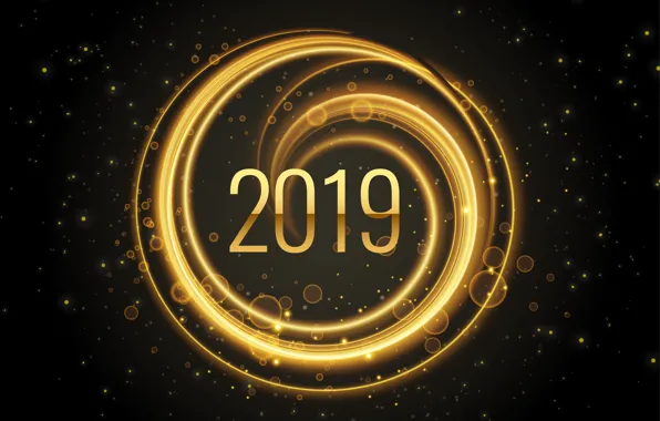 Золото, Новый Год, цифры, golden, черный фон, black, background, New Year