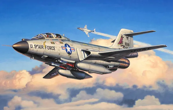 War, art, airplane, painting, aviation, jet, McDonnell F-101 Voodoo