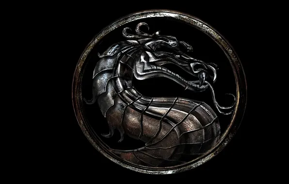 Картинка дракон, символ, Mortal Kombat, Dragon Logo, черной фон