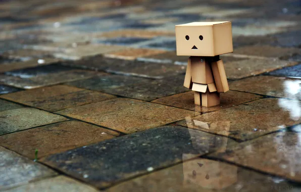 Грусть, дождь, плитка, человечек, danbo, коробочный, коробочка