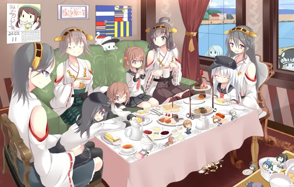 Akatsuki, kantai collection, kongou, haruna, kirishima, wo-class aircraft carrier, inazuma, hiei
