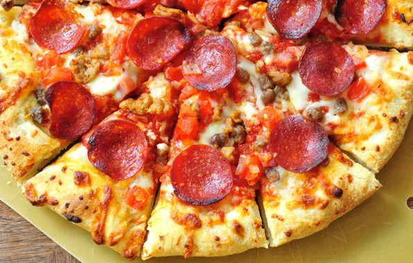 Картинка food, cheese, Pizza, salami